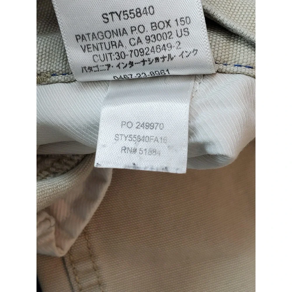 Patagonia Men Pants 34 REG Beige Chino Duck Organic Cotton 30
